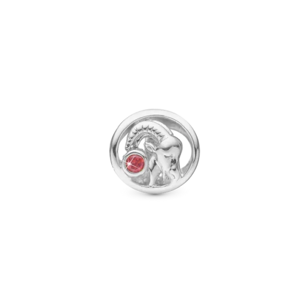 Christina berlock Stenbocken Zodiac Silver, Med Röd Sten. 6 mm