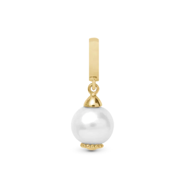 Christina berlock äkta sötvattenspärla Guldpläterad Silver - 6 mm 610-G09Vit