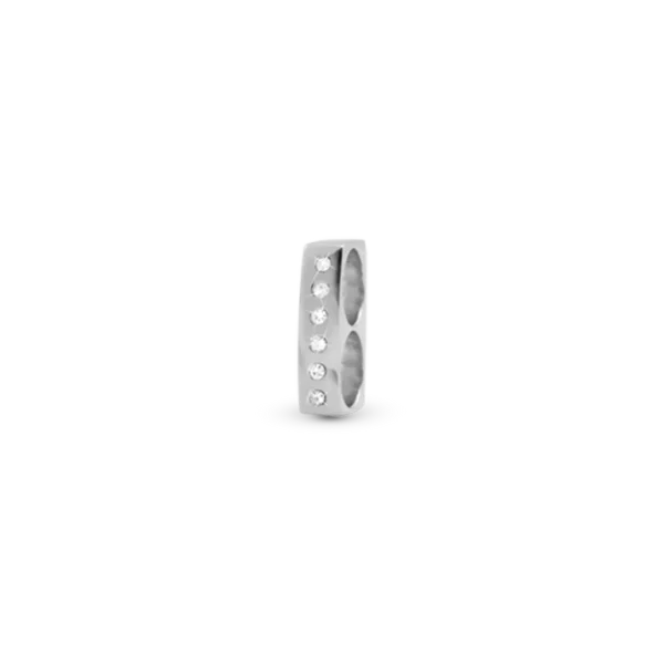 Christina berlock silver dubbel t-stång, med vit sten - 6 mm
