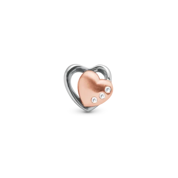 Christina berlockhjärta i silver och rosa - 6 mm