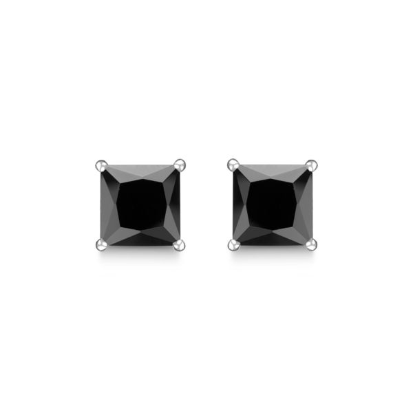 Silver öronproppar rodiumpläterade med svarta facetterade zirkoner i 4 klor. Mått: 6 mm.