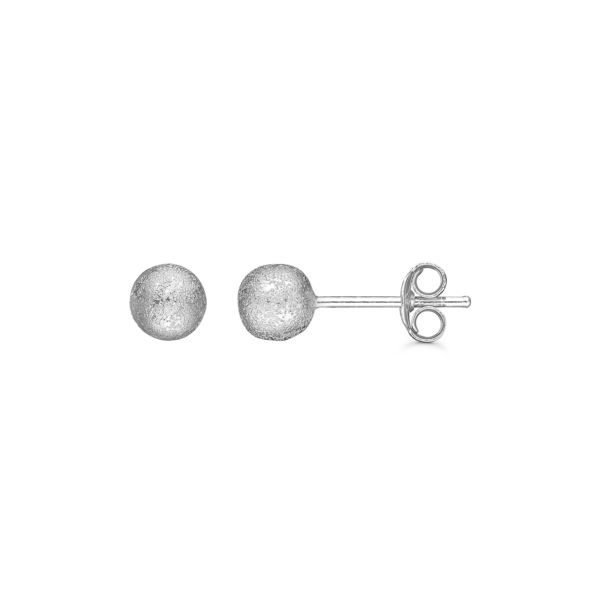 Silver öronproppar rodiumpläterade kulfrost. Mått: 6 mm.