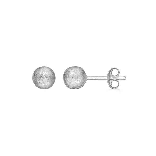 Silver öronproppar rodiumpläterade kulfrost. Mått: 7 mm.