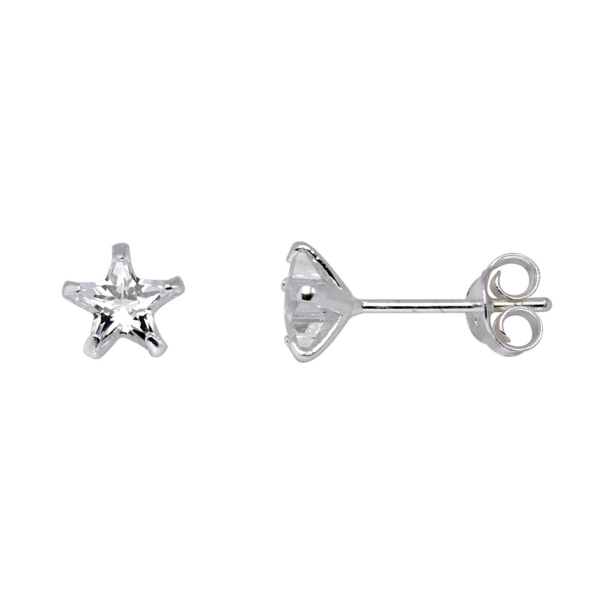 Silver örhängen stjärna med 6 mm stjärnskurna facetterade zirkoner.