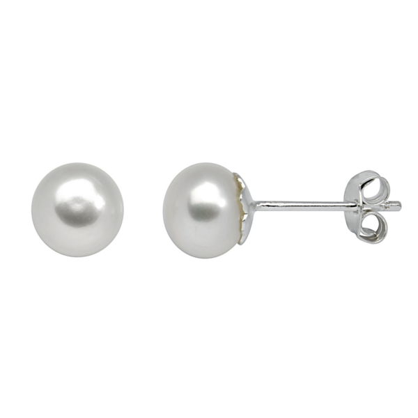 Klassiska pärlörhängen i silver 7 mm.