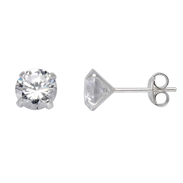 Silver öronproppar 7 mm facetterad zirkon i 4 klor.