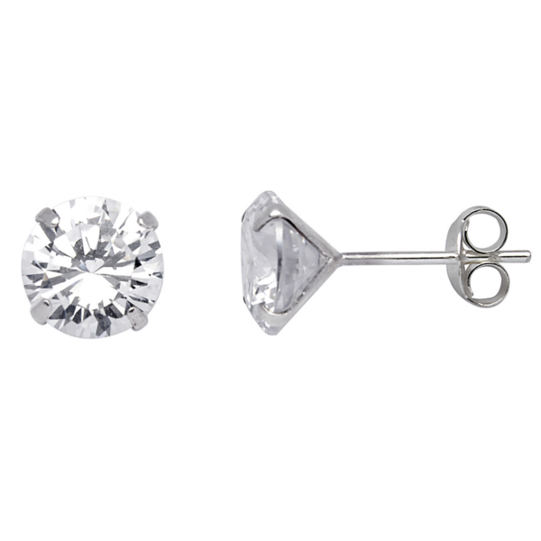 Silver öronproppar 8 mm facetterade zirkoner i 4 klor.