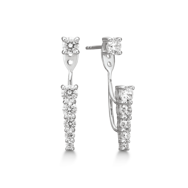 Silver öronproppar rhodiumpläterade två i en zirconia med 5 facetterade zirconia under.