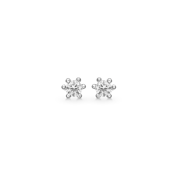 Silver öronproppar 2,50 mm facetterade zirkoner med 6 klor.