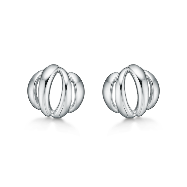 Silver öronknäppar rhodiumpläterade rosett.