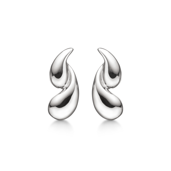 Silverörhänge rodiumpläterat svängt öga.