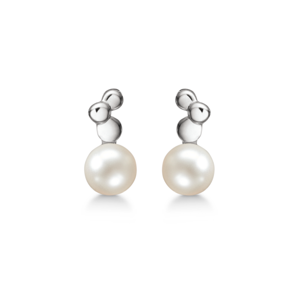 Støring pärlörhängen i silver med prickdesign