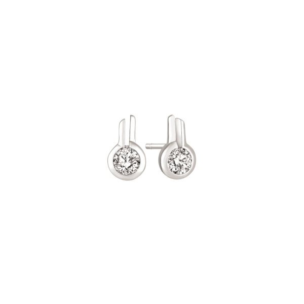 Silver stift örhängen bar med cirkel med zirconia