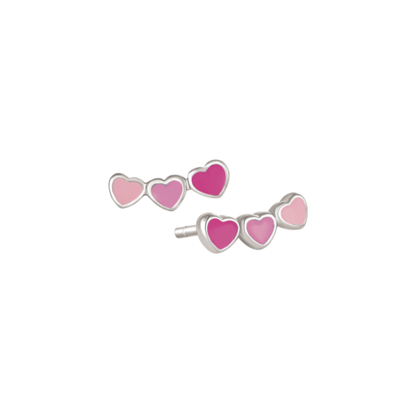 Hjärta Silver öronproppar, med rosa emalj