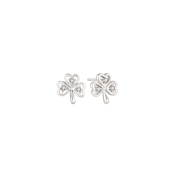 Silver örhängen blomma med 3 hjärtan med zirconia