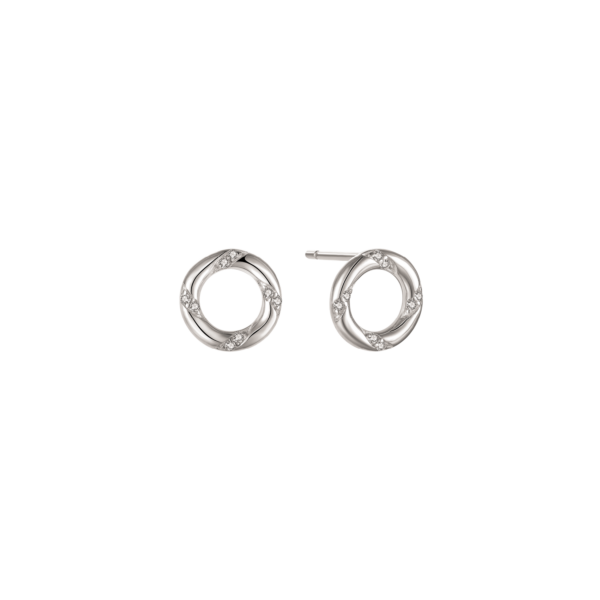 Örhängen i silver med zirkonia Mått: 9 mm i diameter Tjocklek: 1,8 mm