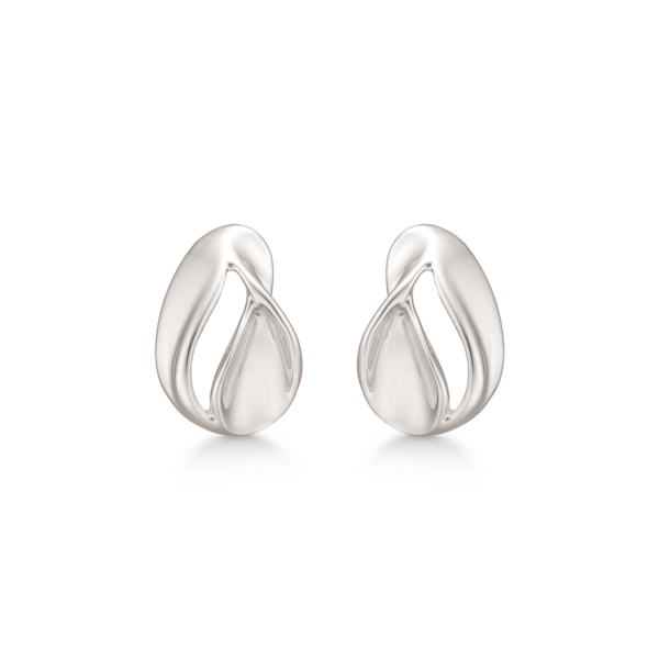 Silver öronproppar rodiumpläterade ovala med svarvad länk i mitten.