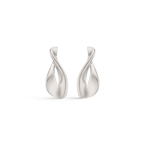 Silver öronproppar rodiumpläterade ovala med svarvad länk.