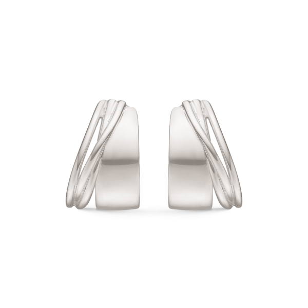 Silver öronproppar rhodinerad bred och flätad sticka.