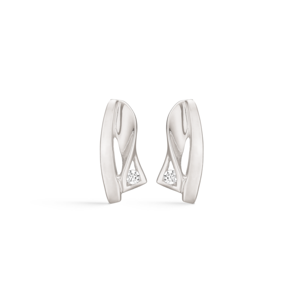 Silver öronproppar rhodinerad dubbel bred sticka med facetterad zirkon.