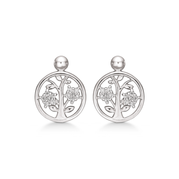 Livets träd Öronproppar i silver, med facetterade zirkonstenar