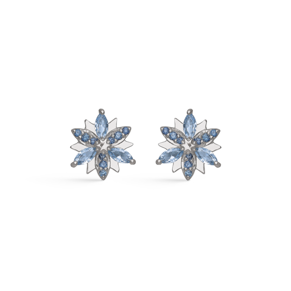 Silver snöflingaörhängen med facetterad zirconia och syntetiska akvamariner.