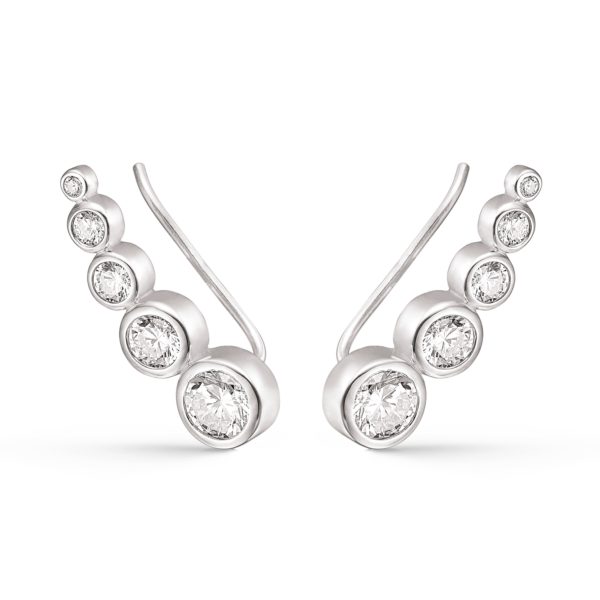 Silver öronproppar rodiumpläterad rosett med 5 facettslipade cubic zirconia.