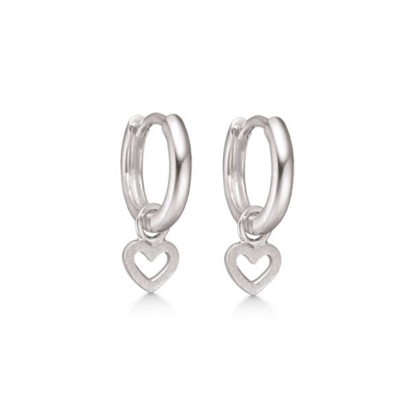 Støring Hoops med hjärthänge i silver