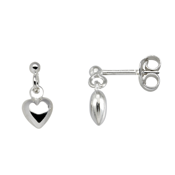 Støvring silver hjärta dinglande örhängen med polerad yta