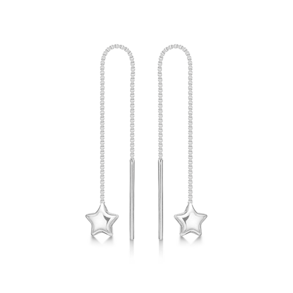 Støvring design kedja örhängen i silver, med stjärna på venetiansk kedja.