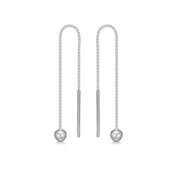 Støvring design kedja örhängen i silver, med kula på venetiansk kedja.