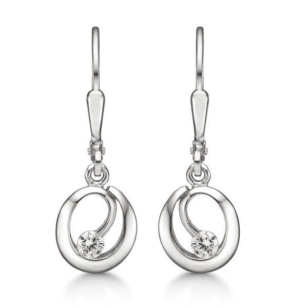 Dust ring hänge örhängen i silver, med vita zirconia stenar