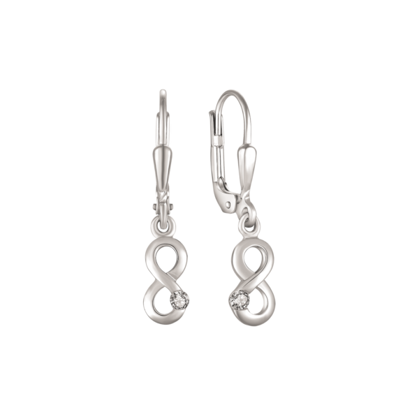 Silverörhänge evighetsskylt med zirconia "oändlighet"