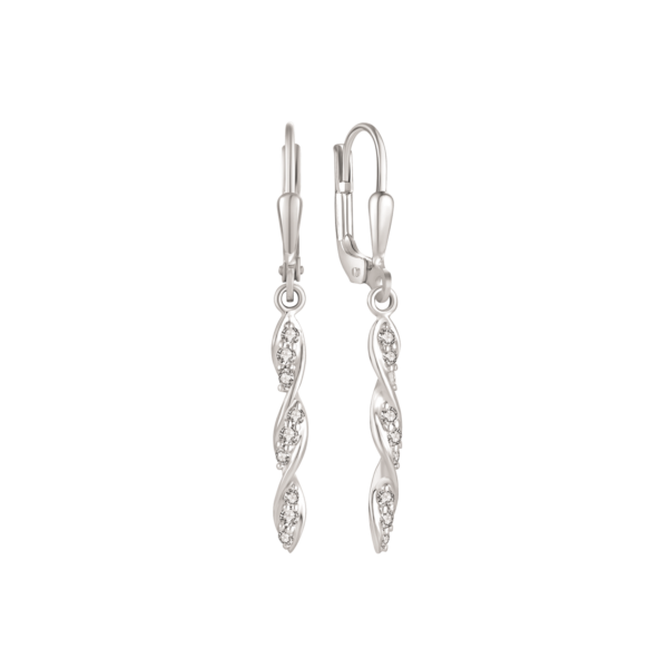 Silver öronhänge vriden pinne med syntetisk cubic zirconia