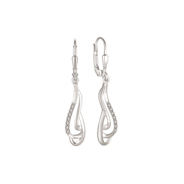 Silver öronhänge krokig droppe med syntetisk cubic zirconia