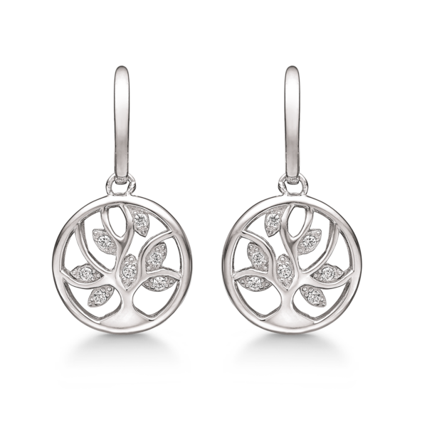 Støvring livets träd hänge örhängen i silver, med zirkonstenar