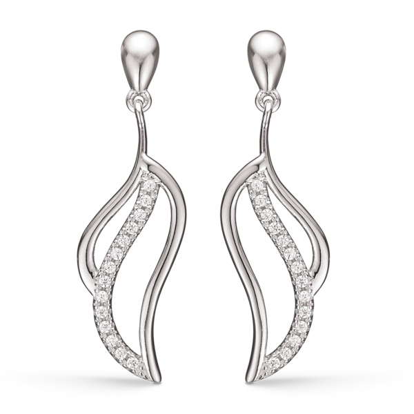 Dammring Dangle örhängen i silver med zirkonstenar