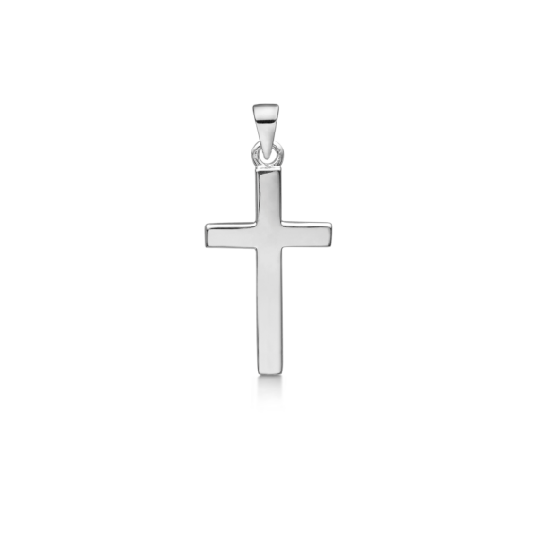 Silverhängande kors. Mått: 13 x 20 mm.
