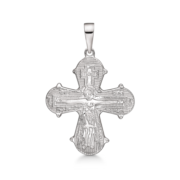 Silverhänge dagligt kors med Fader vår. Mått: 19 x 21 mm.