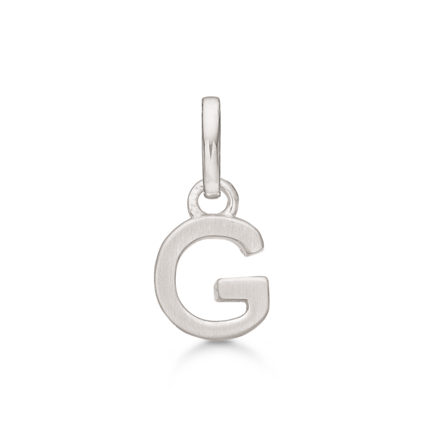 Bokstavshänge Silver G. Mått: 7 x 6,4 x 3,3 mm.