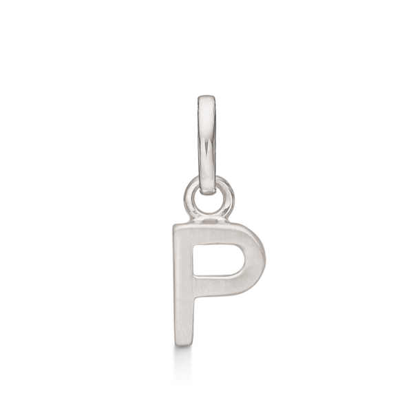 Bokstavshänge Silver P. Mått: 7 x 5,2 x 3,3 mm.