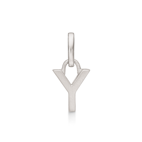Silverhänge rodiumpläterad bokstaven Y. Mått: 7 x 5,5 x 3,3 mm.