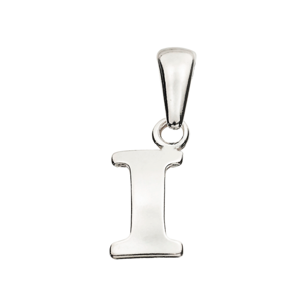 Silverhänge bokstaven I. Mått: 10 mm hög.