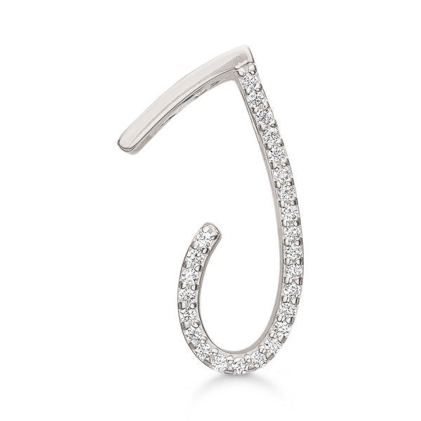 Bokstavshänge i silver J. med facetterad zirkon. Mått: 18 x 8 x 4 mm.
