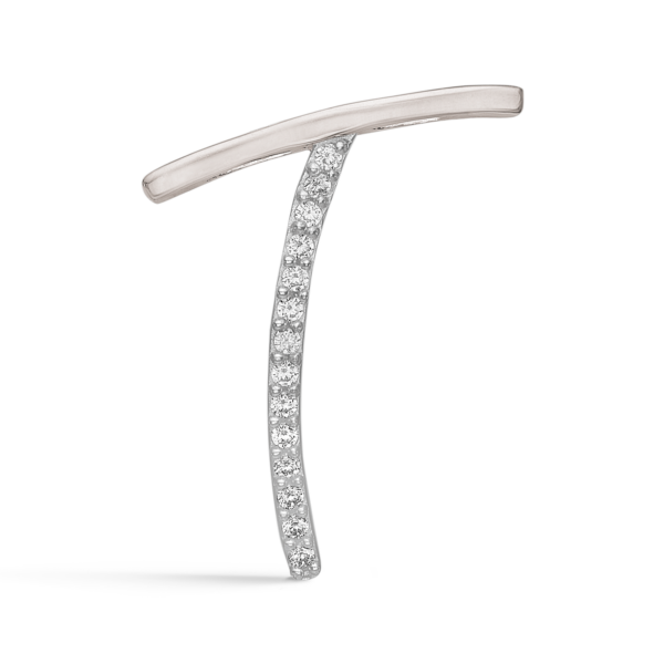 Bokstavshänge i Silver T. med facetterad zirkon. Mått: 16 x 12 x 4 mm.