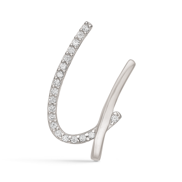 Bokstavshänge i silver U. med facetterad zirkon. Mått: 13,5 x 10,5 x 4 mm.