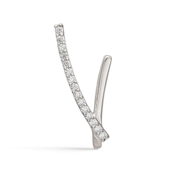 Bokstavshänge i Silver V. med facetterad zirkon. Mått: 14 x 7 x 4 mm.