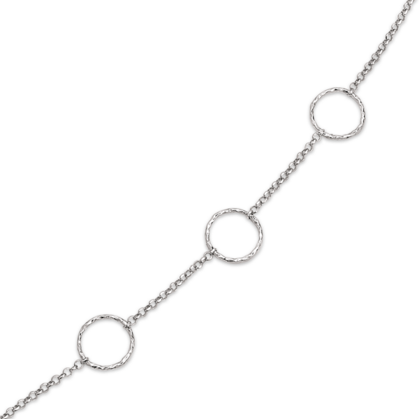 Silverarmband rodiumpläterat 3 runda bankettringar m/ankare Längd 17 cm.