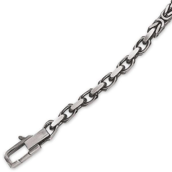 Silverarmband svart rodiumpläterad ankarkedja med kunglig kedja i mitten Längd 21 cm.