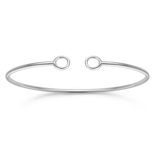 Silverarmring rodiumpläterad öppen med 2 cirklar.
